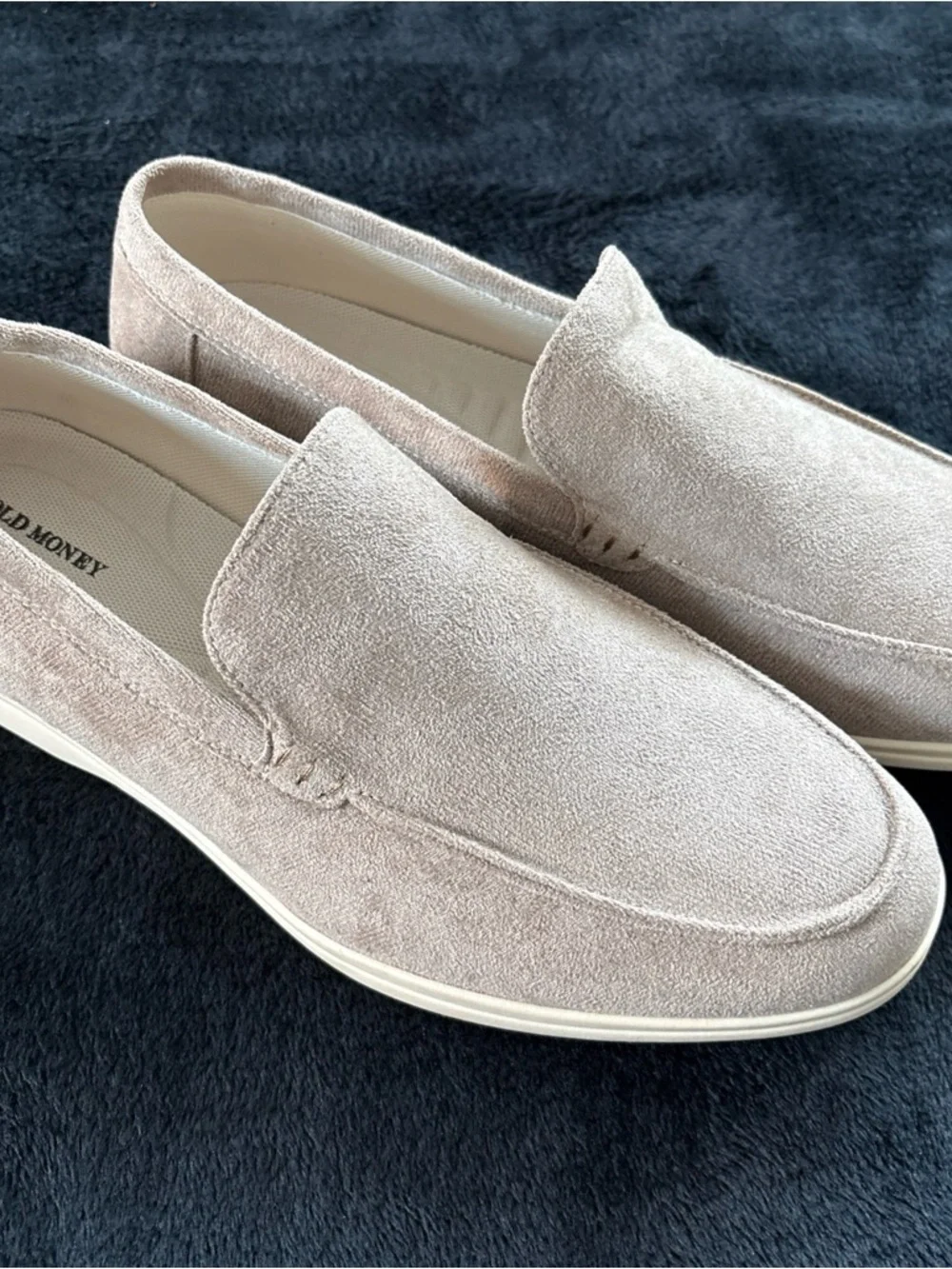 Old Money Luxury Mens Suede Loafers Sand Beige Slip On Size 43/US Size 10 - Picture 1 of 5